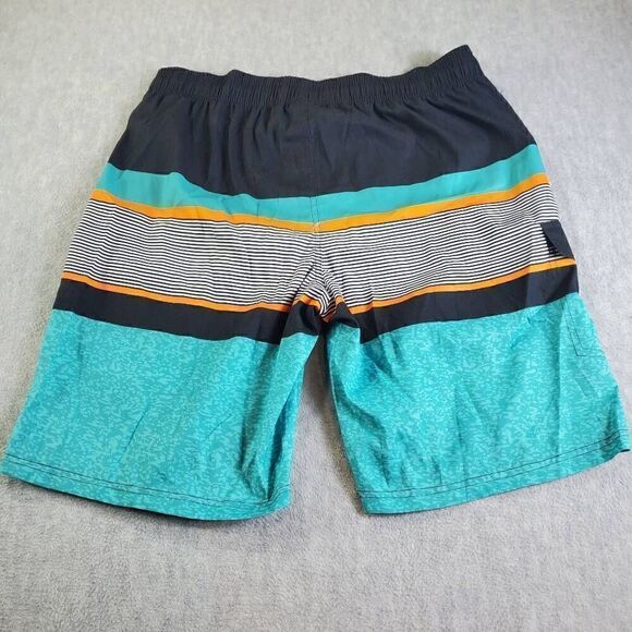 Shein Manfinity Swim Trunks Mens XXL Green Striped Drawstring Board Shorts - Picture 8 of 9